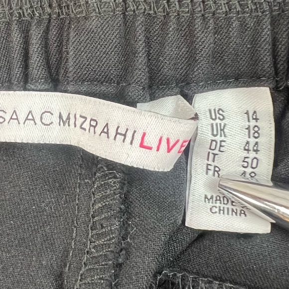 Isaac Mizrahi Live! Comfortable Stretch Crop Pants w/ Side Slit Hem Blk Reg 14 - Picture 7 of 11